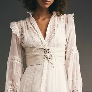 Free People White Lace-Up Corset Belt